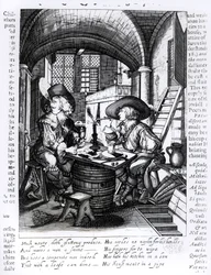 Dos jóvenes nobles fumando, una ilustración pro-tabaco del reinado de Jacobo I (1566-1625)
